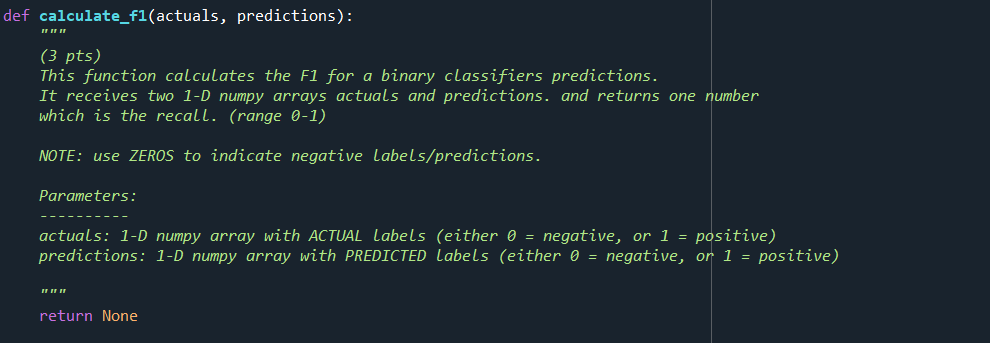  In python using Numpy only this is a sample output I
