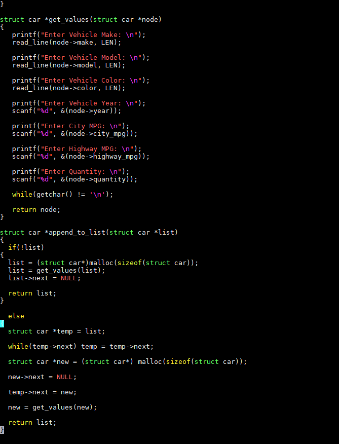 1) Put all functions related to operations on the list of cars