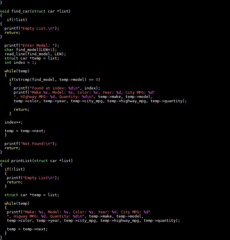 into car.c. 2) Create a header file named car.h that contains struct