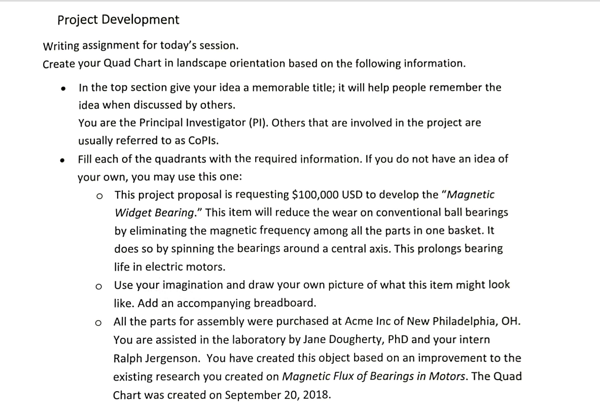  Explain everything in box. Writing assignment for today's session. Create your