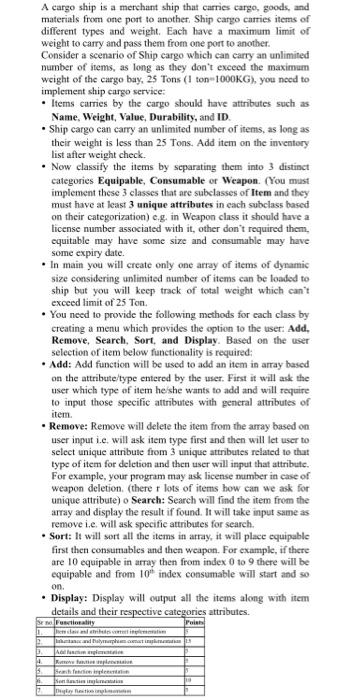  this code should be written in c# (sharp) A cargo ship