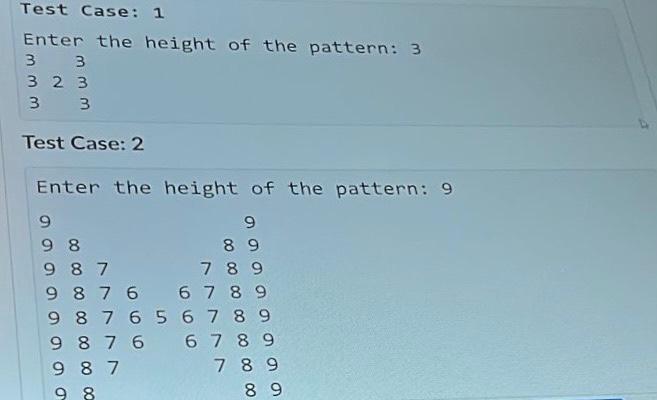 pattern based on the height given by the user. The user will