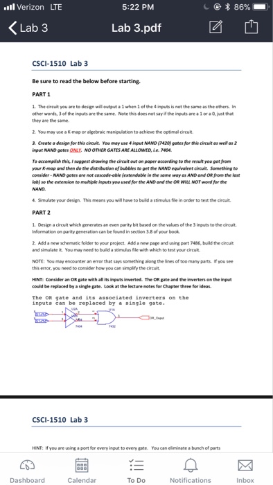  ll Verizon LTE 5:22 PM @ * 86% . Lab 3
