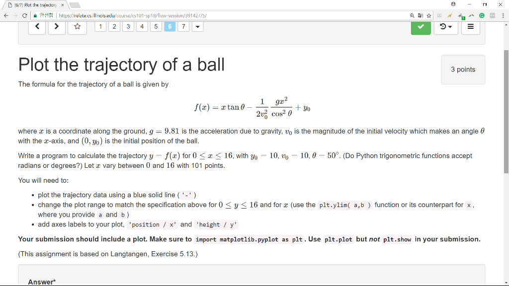  D [67] plot he trajectory C https://relate.cs.illinois.edu/course/cs101-sp18 flow session/39142IN 6 Plot