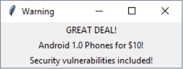 python2.71. Implement a simple window that will be used to display electronic