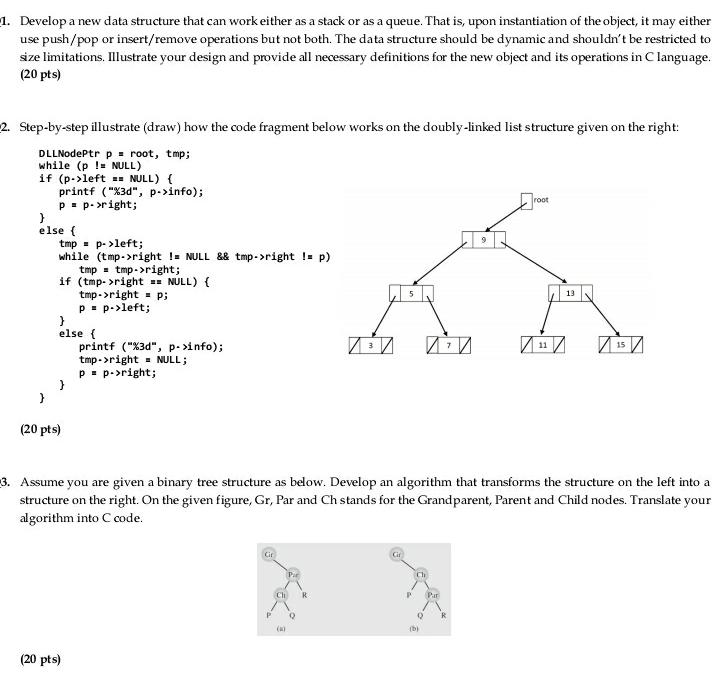 1. Develop a new data structure that can work either as