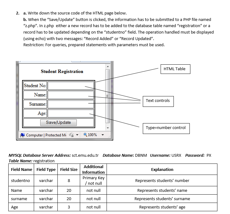  2. a. Write down the source code of the HTML page