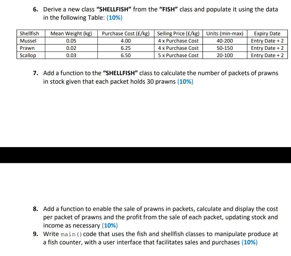  Please use c++ please derive a class from this fish class