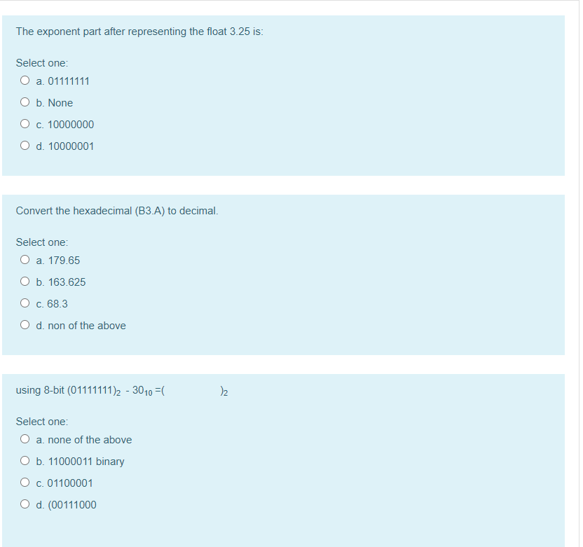 please solve all it The exponent part after representing the float