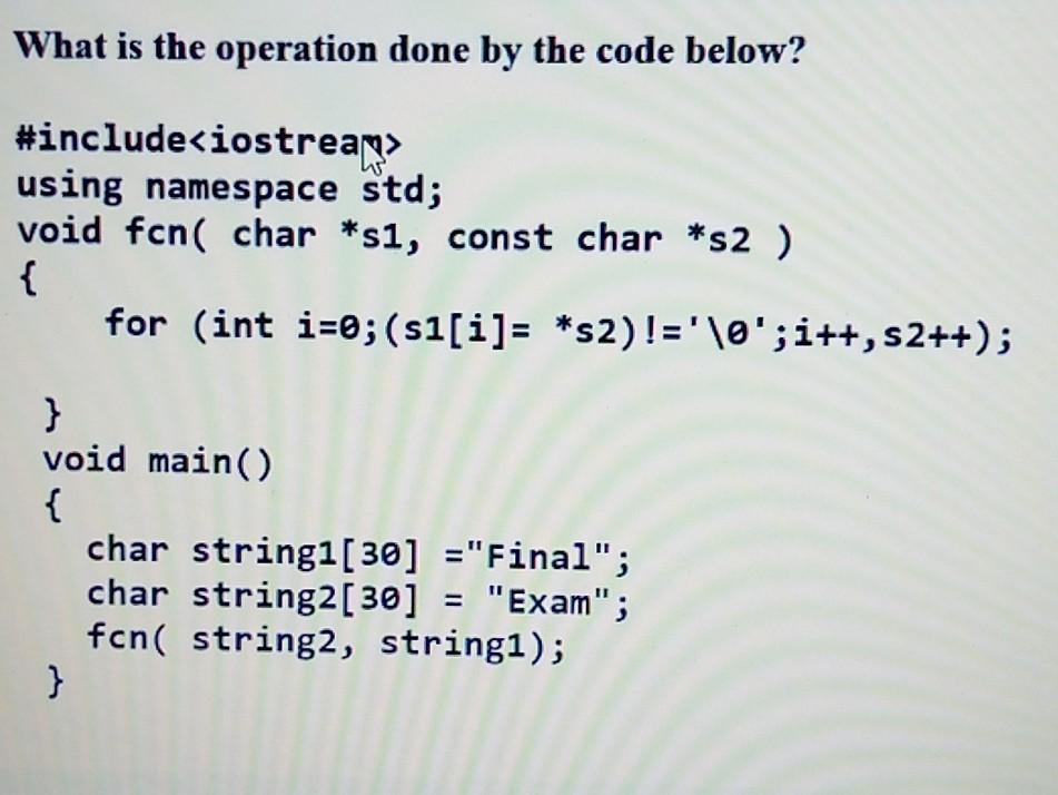 What is the operation done by the code below? #include using