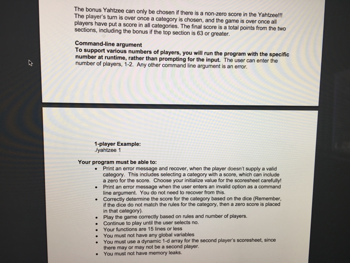 a C++ program that plays the game of Yahtzee. Here are instructions