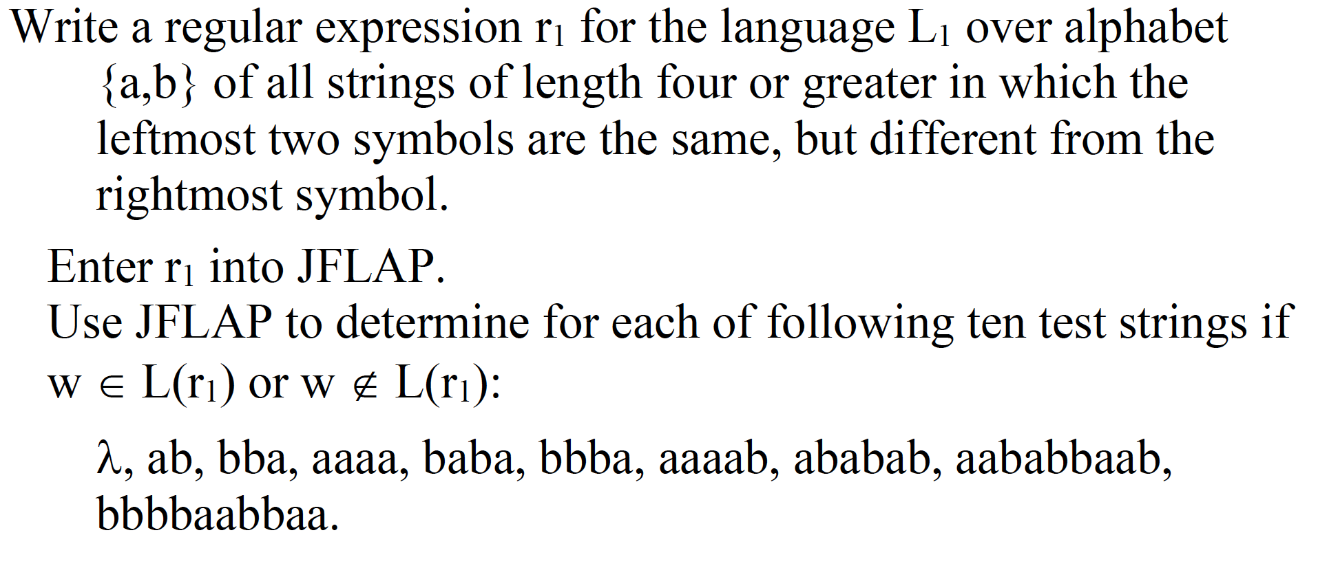  Write a regular expression r for the language L over alphabet