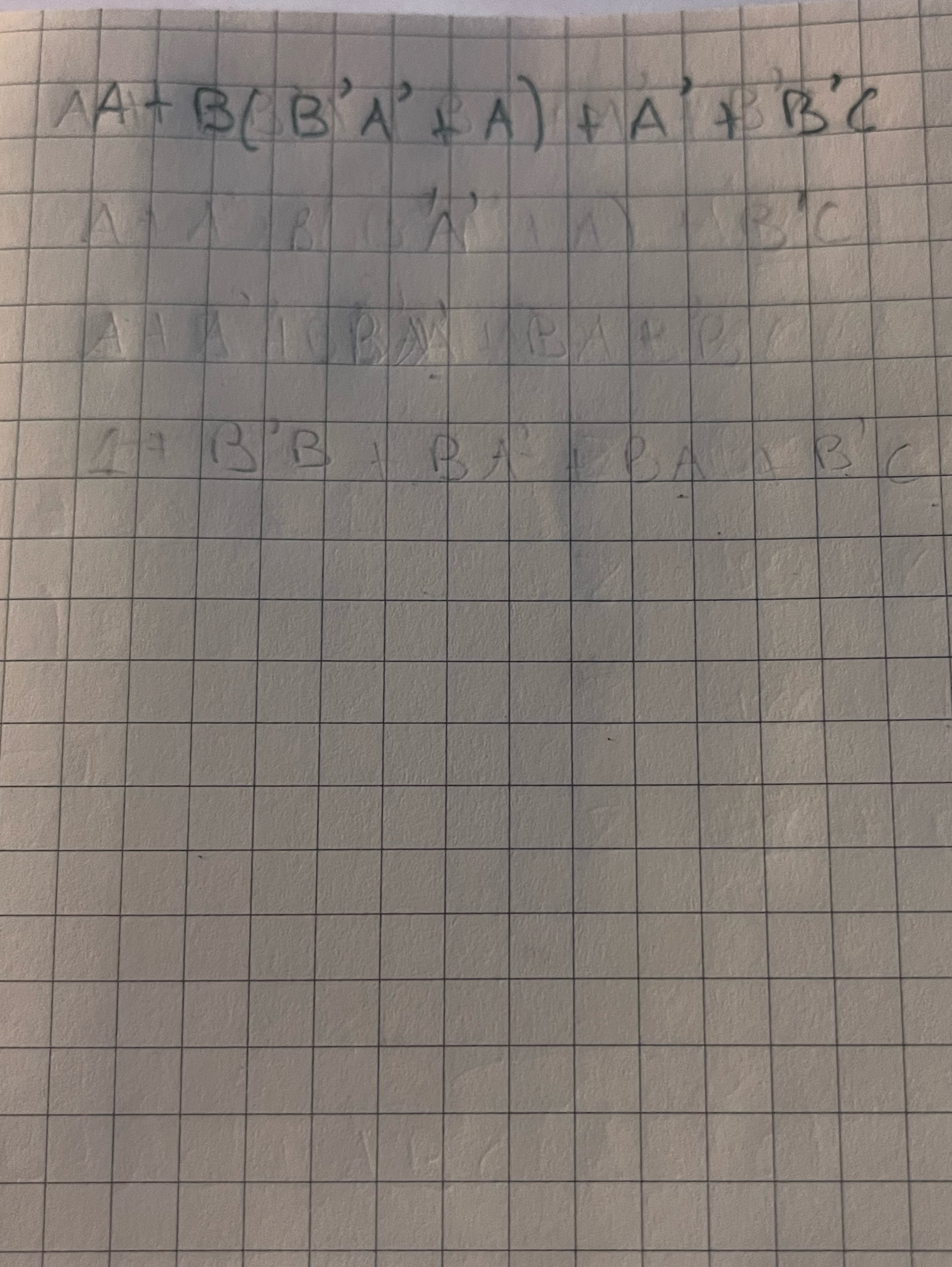  A+B(B'A'+A)+A'+B'C simplify this boolean expression 