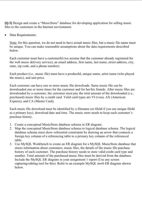 database system 10.3] Design and create a "MusicStore" database for developing application