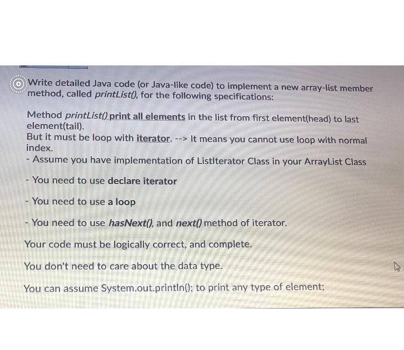  Write detailed Java code (or Java-like code) to implement a new