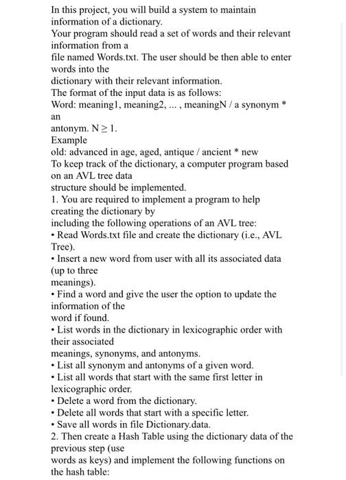  C language program please In this project, you will build a