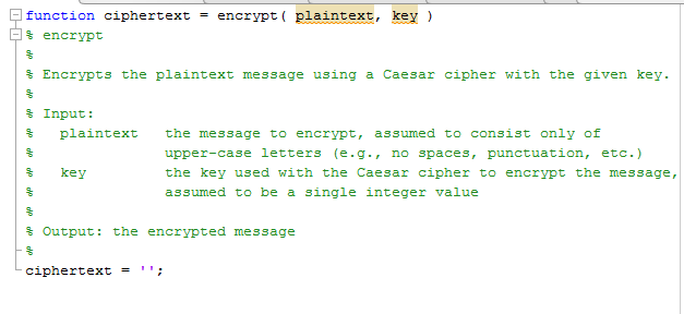 key, and returns the encrypted message n order to encode the message,