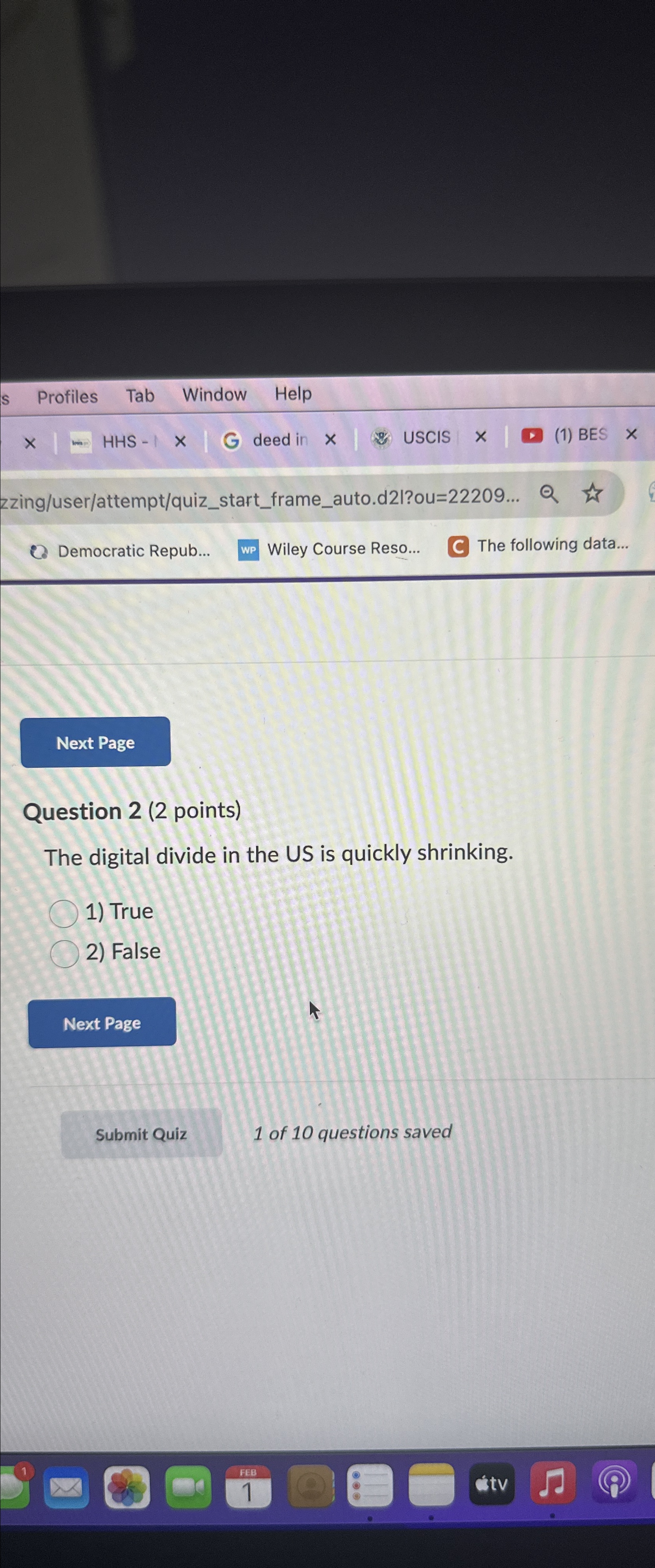  zzing/user/attempt/quiz_start_frame_auto.d2l?ou=22209... Democratic Repub... Wiley Course Reso... C The following data... Question