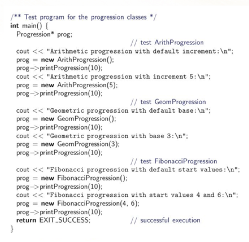  /** Test program for the progression classes */ int main() {