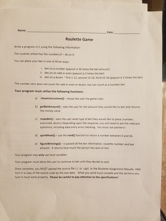  please write the program in C language and follow the instructions