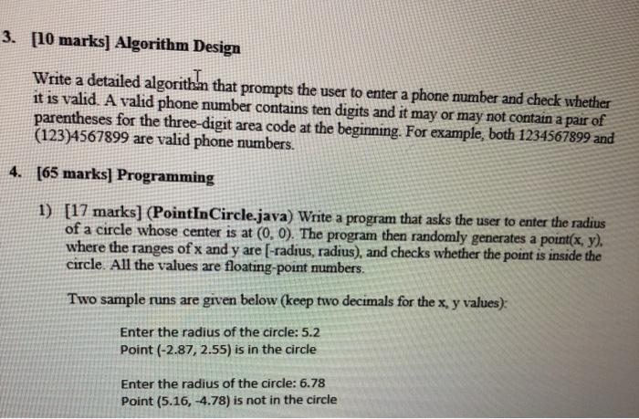  3. [10 marks] Algorithm Design Write a detailed algorithm that prompts