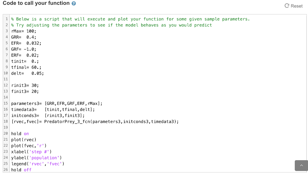 through rabbit growth rate dependent on r(t) and rMax. Governing Equations dr/dt
