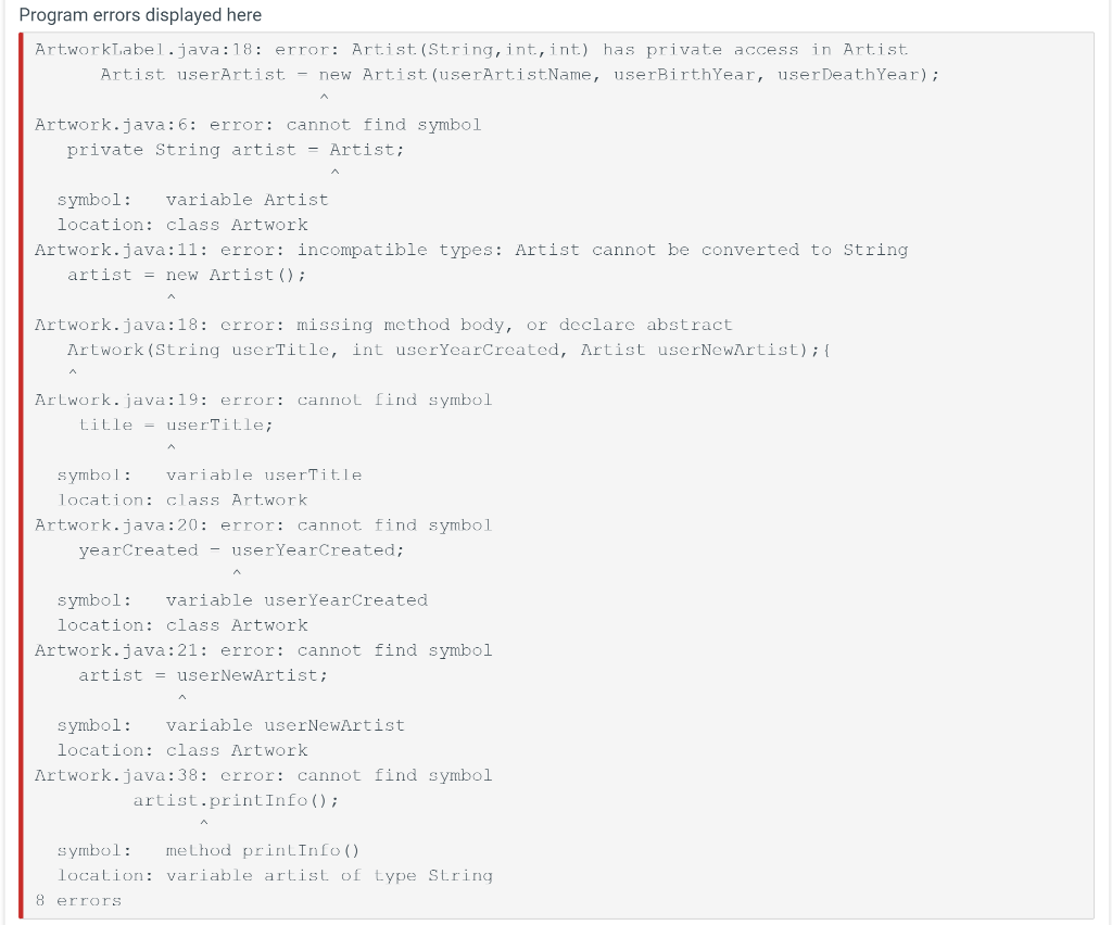 printinfo method. The default constructor should initialize the artist's name to "None"