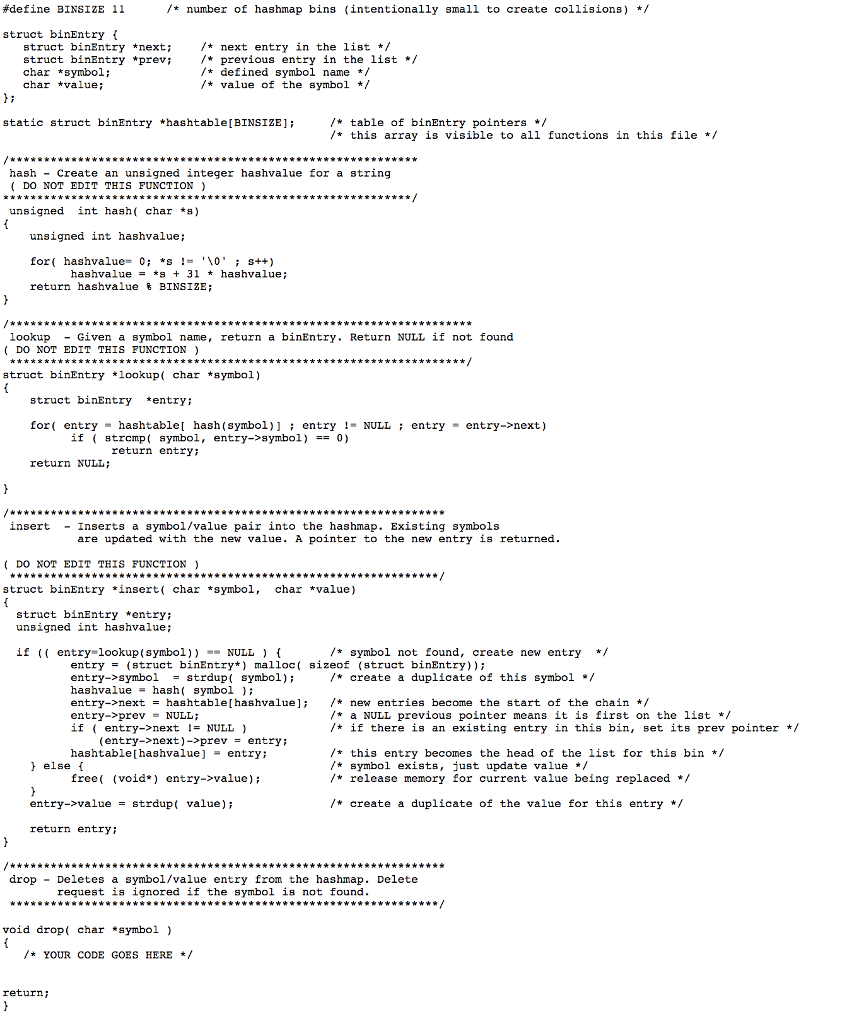 Delete symbol/ val entry in bottom method define BINSIZE 11 *number of