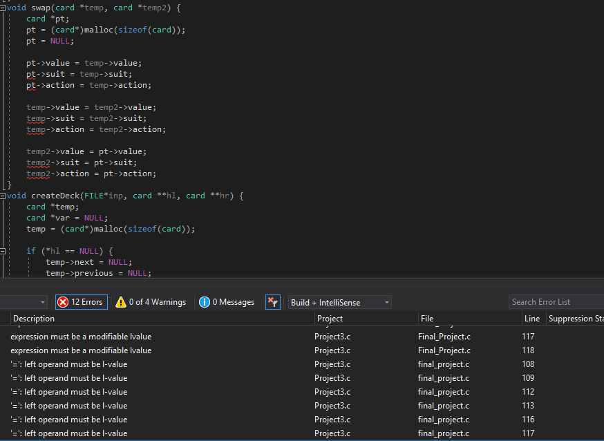I need help fixing my swap fuction in my program. I'm not