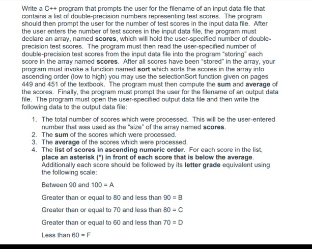  Write a C++ program that prompts the user for the filename