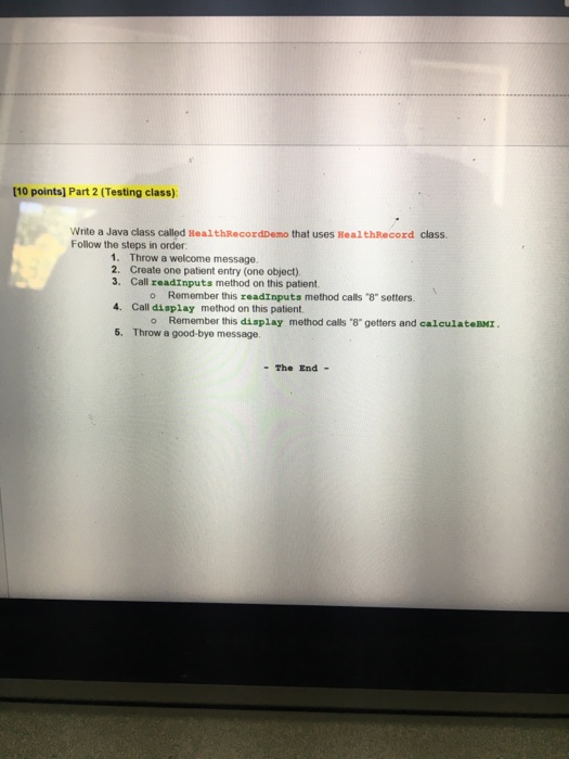 project called Labo8 with one Java file called HealthRecordDemo.java HealthRecordDemo.java should have