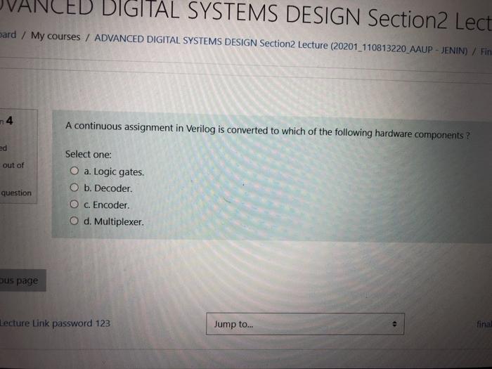 INCED DIGITAL SYSTEMS DESIGN Section2 Lect bard / My courses /