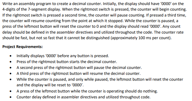  Write an assembly program to create a decimal counter. Initially, the