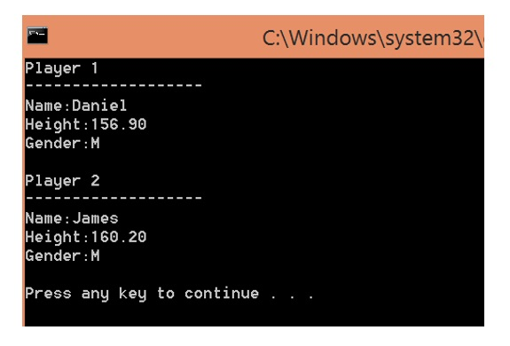 that can store the information below: 1)First name of a person (maximum