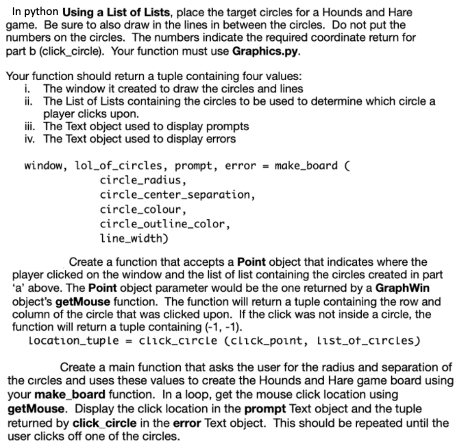 In python Using a List of Lists, place the target circles