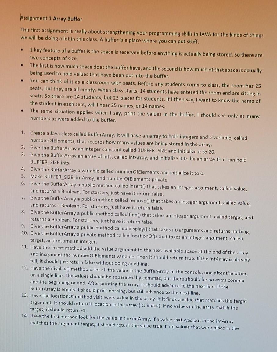  help pleaseee Assignment 1 Array Buffer This first assignment is really