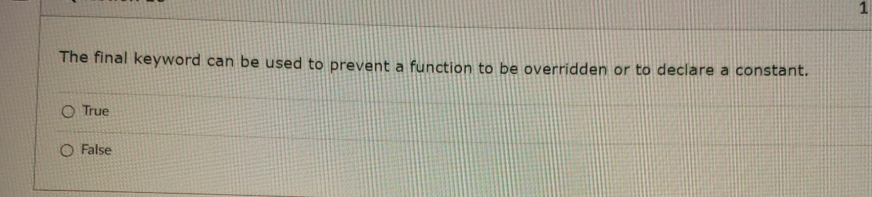  The final keyword can be used to prevent a function to