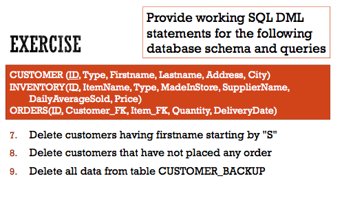 Type, Firstname, Lastname, Address, City) INVENTORY (ID, ItemName, Type, MadeInStore, SupplierName ORDERS