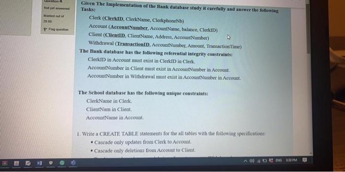 the all tables with the following specifications: Cascade only updates from Clerk