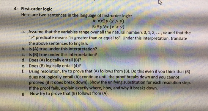  Need help in AI assignment. it 4- First-order logic Here are