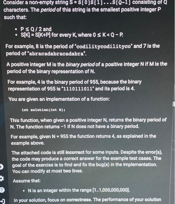 use C code language Consider a non-empty string S=S[O]S[1]...S[0-1] consisting of Q