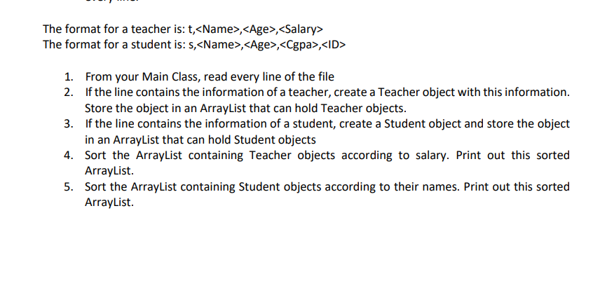 Please use java only and provide the code accurately Given bellow the