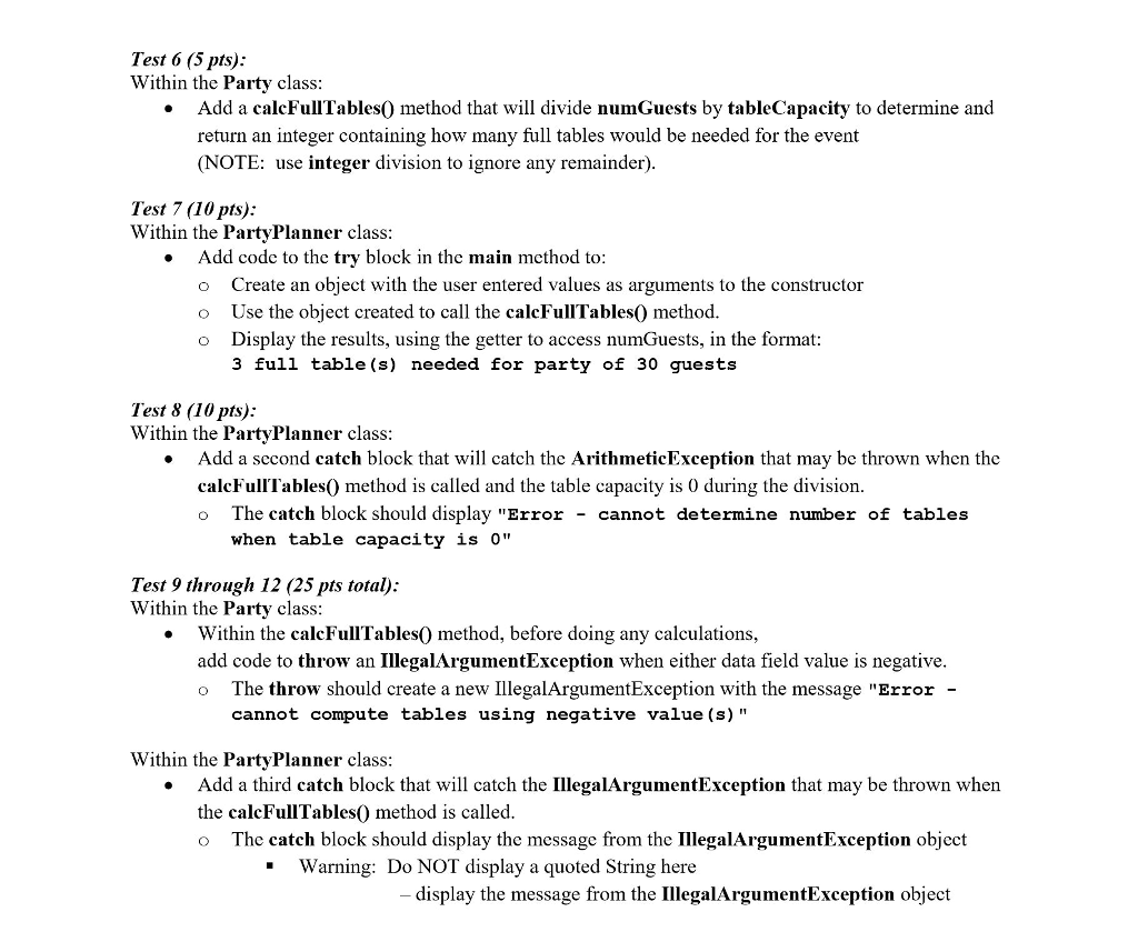 event, based on the number of guests and the size of tables.