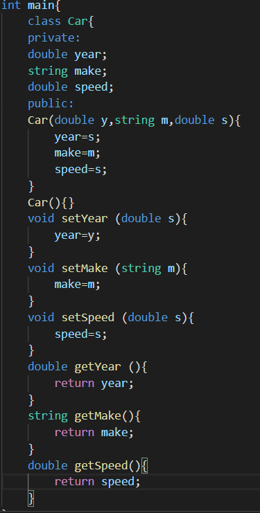  Write a complete C++ program Write a class named Car that