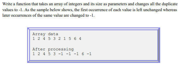 Write in C. Write a function that takes an array of integers