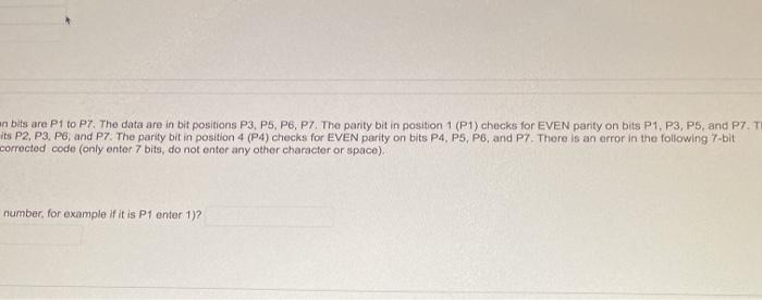 sequence where the position bits are P1 to P7. The data are