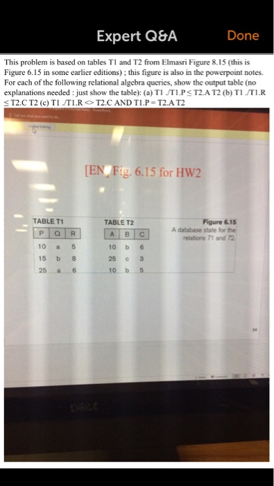  Expert Q&A Done This problem is based on tables T1 and
