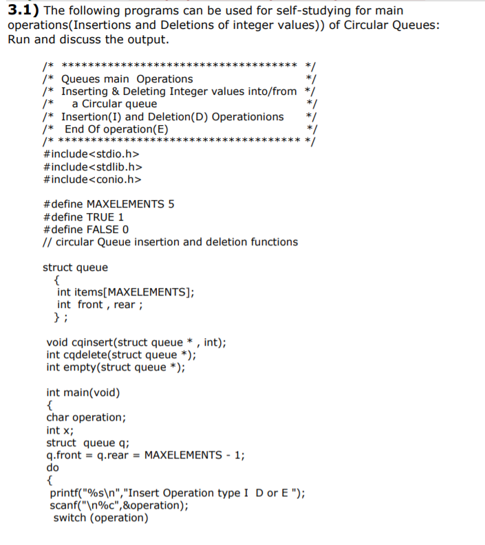 Please do 3.2 3.1) The following programs can be used for self-studying