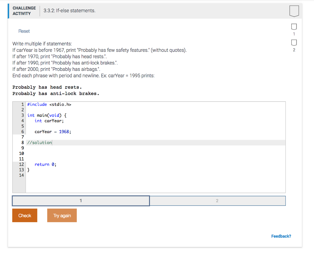 ACTIVITY 3.4.2: Equality and relational expressions Write an expression that will cause