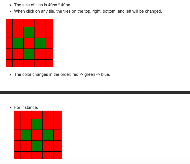 game Requirement This game has 20 rows 20 columns tiles, the initial